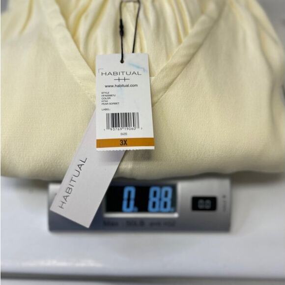 Habitual Womens Pear Sorbet Blouse 3X Lettuce Ruffled V-Neck Flowy Top - Picture 7 of 7